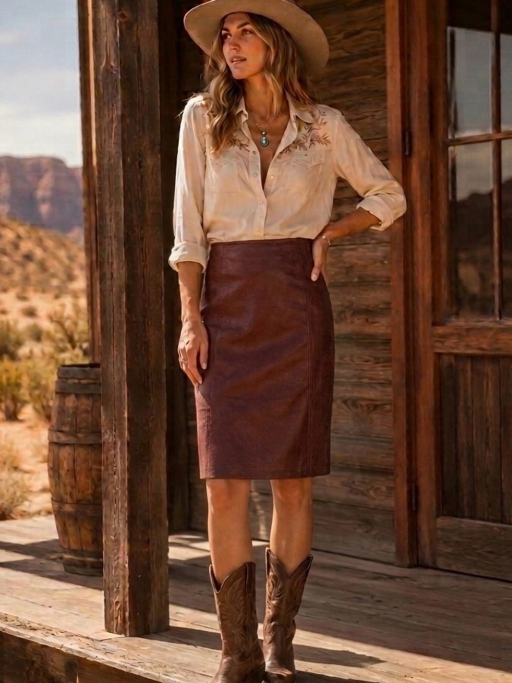 Chico's Vegan Leather Animal Pencil Skirt Mahogany Sz 2 Fits Like 12 NWT